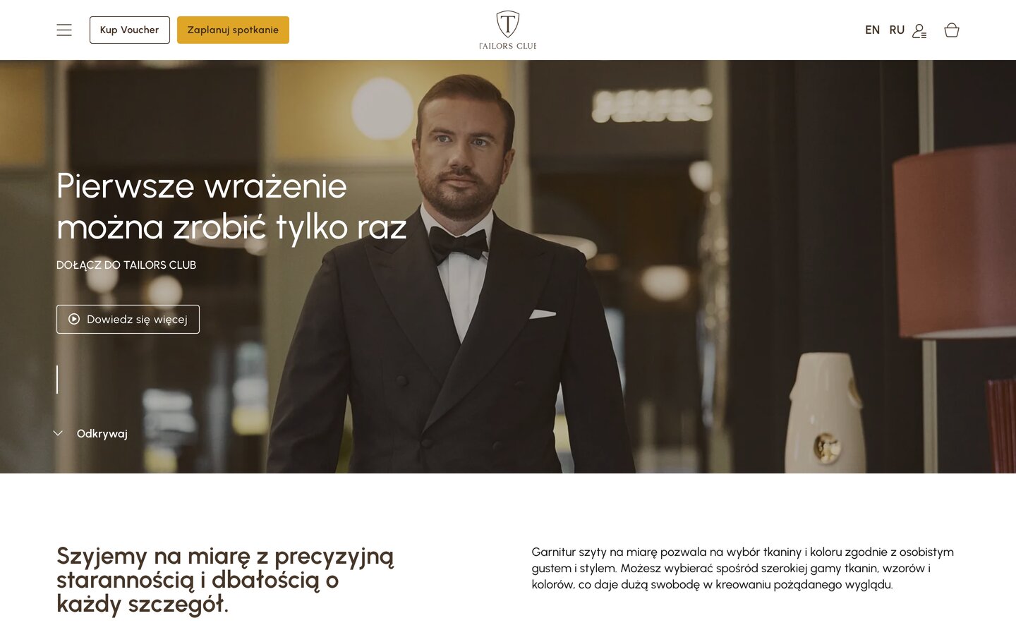 Tailors Club - Krawiectwo na miarę, sklep wielojęzyczny
